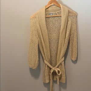 Tan and Gold Cardigan with Belt